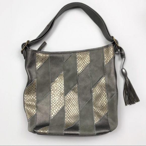 GAL Handbags - GAL Vegan Pebbled Leather Snakeskin Patchwork Bag
